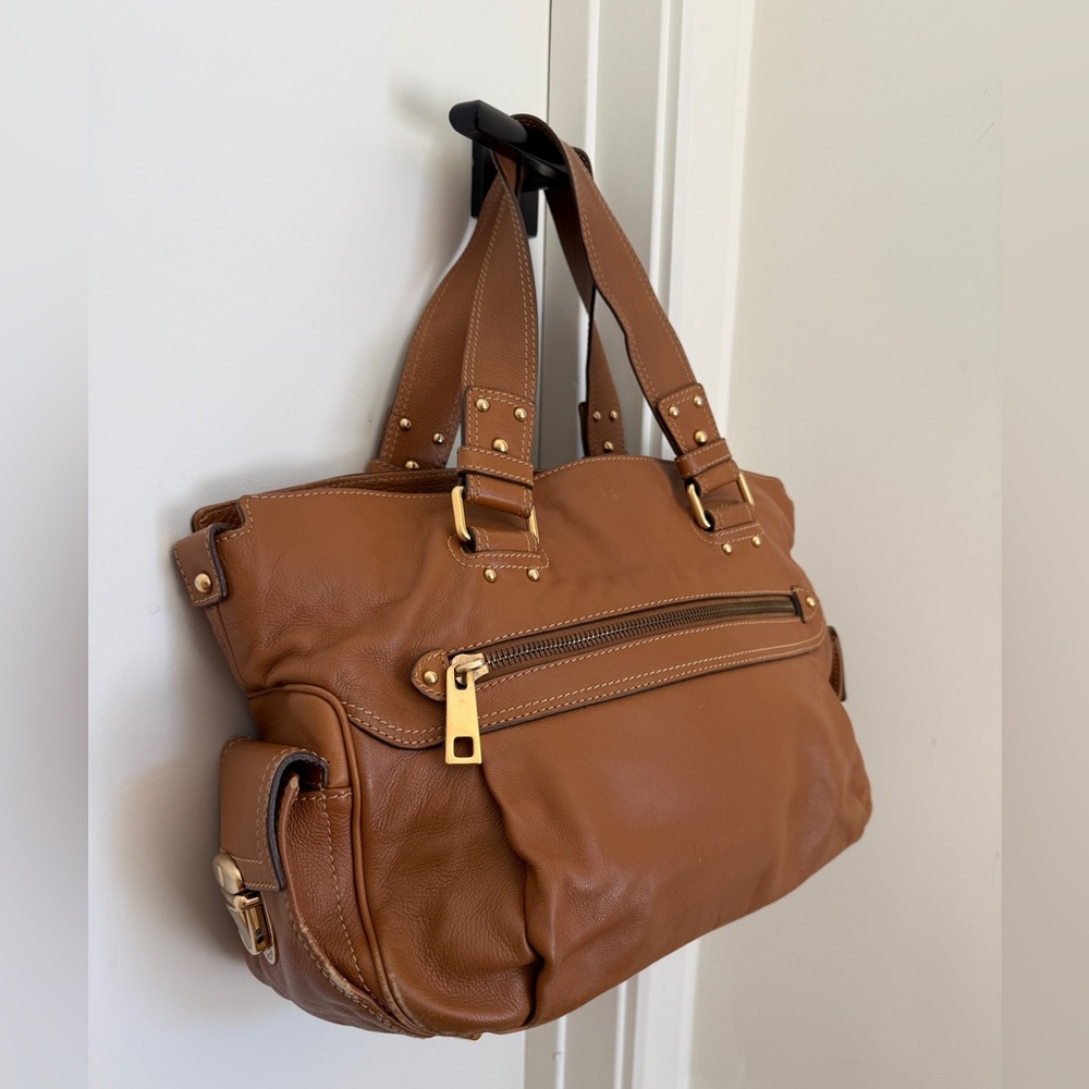 Marc Jacob Large Brown Leather Handbag Satchel Purse - Picture 2 of 11